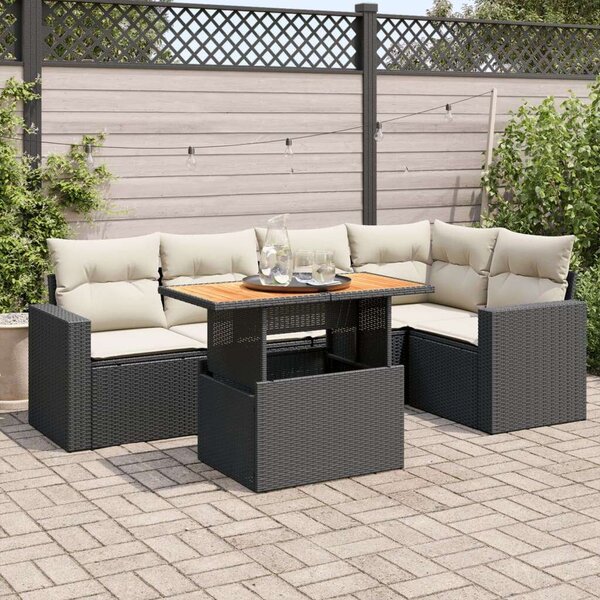 VidaXL Polyrattan Kerti Ülőgarnitúra - 6 részes - Fekete