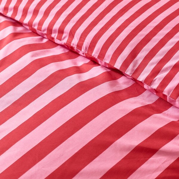 Piros-rózsaszín egyszemélyes ágyneműhuzat 135x200 cm Stripe Tease – Sassy B