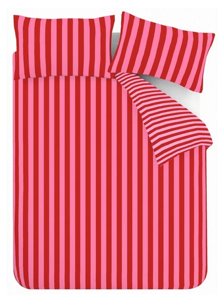 Piros-rózsaszín egyszemélyes ágyneműhuzat 135x200 cm Stripe Tease – Sassy B