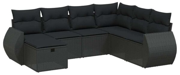 VidaXL Polyrattan Kerti Ülőgarnitúra - 7 részes - Fekete