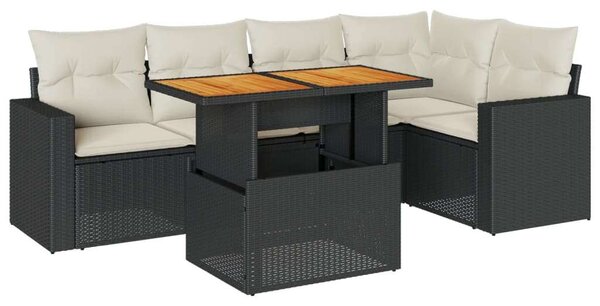 VidaXL Polyrattan Kerti Ülőgarnitúra - 6 részes - Fekete