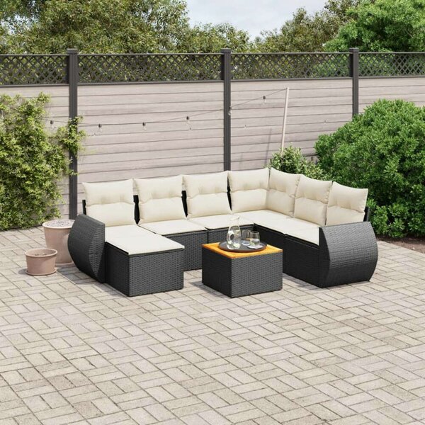 VidaXL Polyrattan Kerti Ülőgarnitúra - 8 részes - Fekete