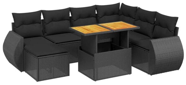 VidaXL Polyrattan Kerti Ülőgarnitúra - 8 részes - Fekete
