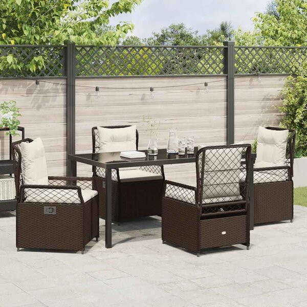 Kert étkező szett 5 pcs Barna polirattan