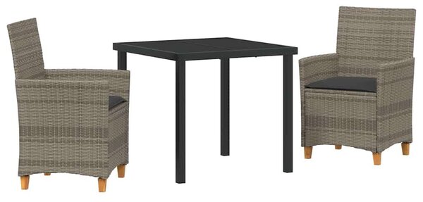Kert étkező szett 3 pcs Szürke polirattan