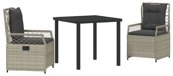 Kert étkező szett 3 pcs Világosszürke polirattan