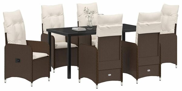 Kert étkező szett 7 pcs Barna polirattan