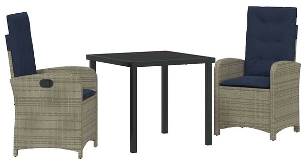 Kert étkező szett párnával 3 pcs Szürke polirattan