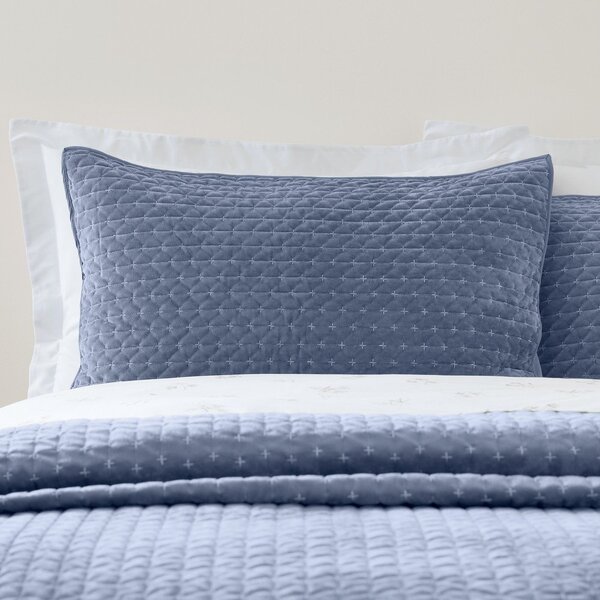 Kék bársony steppelt ágytakaró 240x260 cm Attica Velvet – Bianca