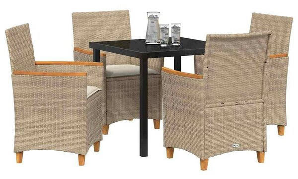 Kert étkező szett 5 pcs Bézs polirattan