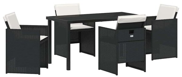 Kert étkező szett párnával 5 pcs Fekete polirattan