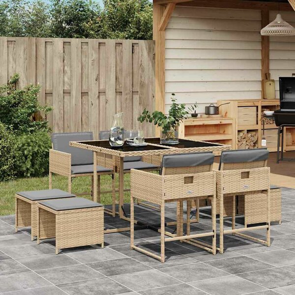VidaXL Polyrattan Kerti Étkezőgarnitúra - 9 részes