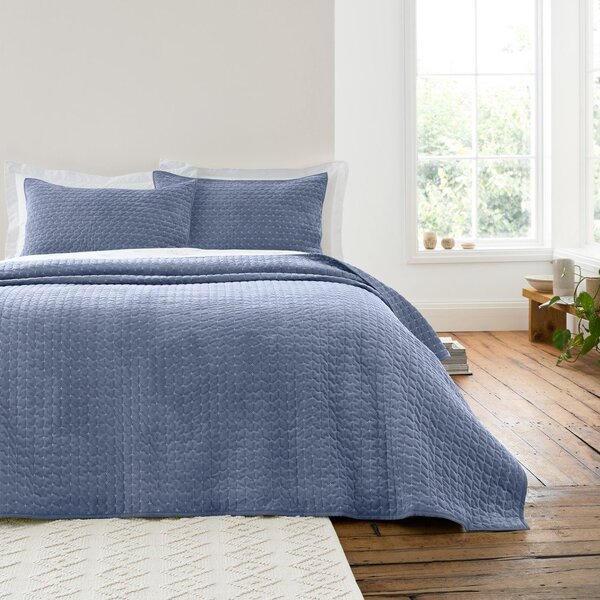 Kék bársony steppelt ágytakaró 240x260 cm Attica Velvet – Bianca