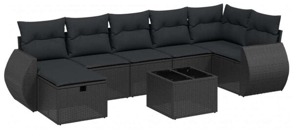 VidaXL Polyrattan Kerti Ülőgarnitúra - 8 részes - Fekete