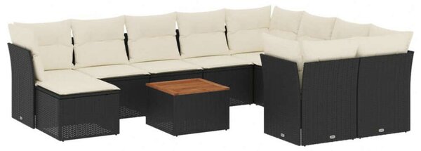 VidaXL Polyrattan Kerti Ülőgarnitúra - 11 részes - Fekete
