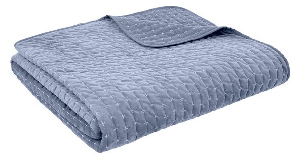 Kék bársony steppelt ágytakaró 240x260 cm Attica Velvet – Bianca