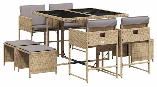 VidaXL Polyrattan Kerti Étkezőgarnitúra - 9 részes