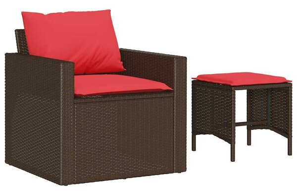 VidaXL 4 részes barna polyrattan kerti ülőgarnitúra párnákkal
