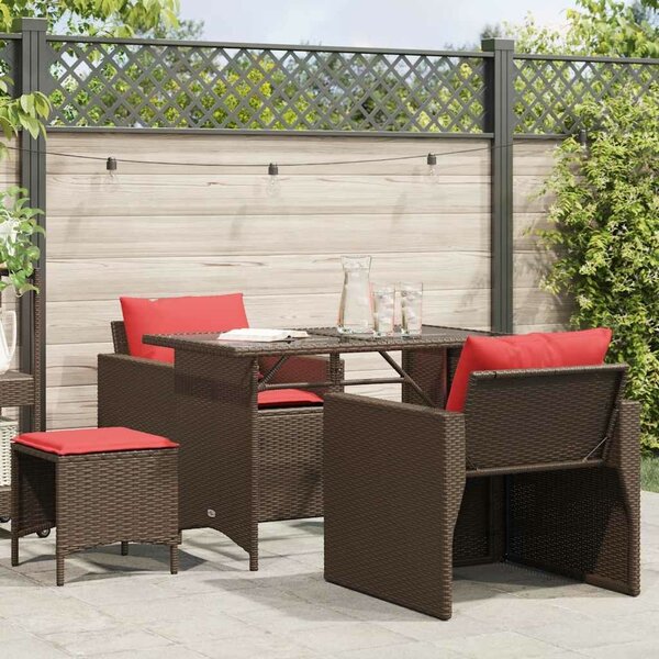 VidaXL 4 részes barna polyrattan kerti ülőgarnitúra párnákkal