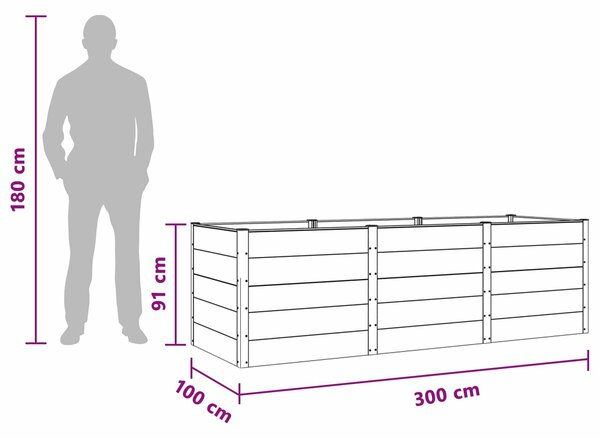 VidaXL Kerti magaságyás Barna 300 x 100 x 91 cm