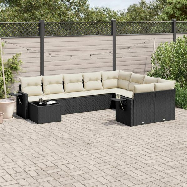 VidaXL Polyrattan Kerti Ülőgarnitúra - Fekete - 10 részes