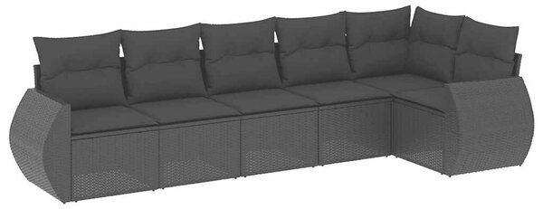 VidaXL Polyrattan Kerti Ülőgarnitúra - 6 részes - Fekete