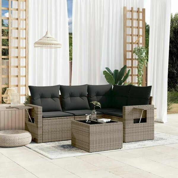 VidaXL 5 részes Polyrattan Kerti Ülőgarnitúra - Szürke