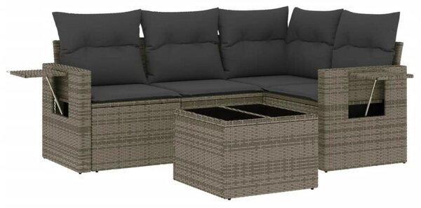 VidaXL 5 részes Polyrattan Kerti Ülőgarnitúra - Szürke