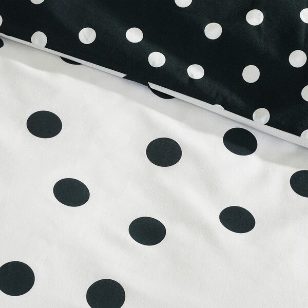 Fekete-fehér kétszemélyes háromrészes ágyneműhuzat 200x200 cm Polka Dot – Catherine Lansfield