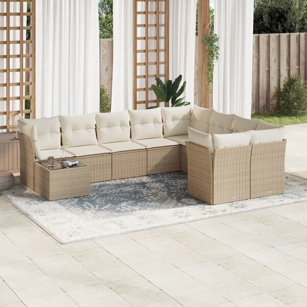 VidaXL Polyrattan Kerti Ülőgarnitúra - 10 részes - Bézs