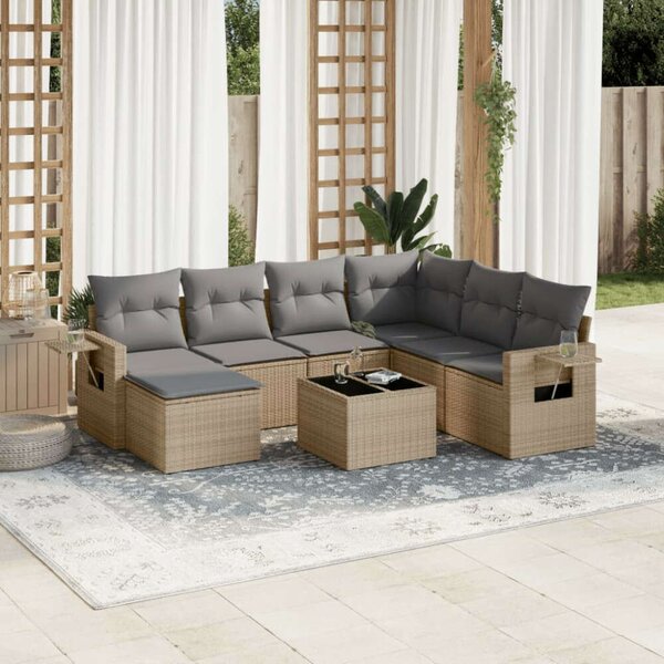 VidaXL Polyrattan Kerti Ülőgarnitúra - 8 részes - Bézs