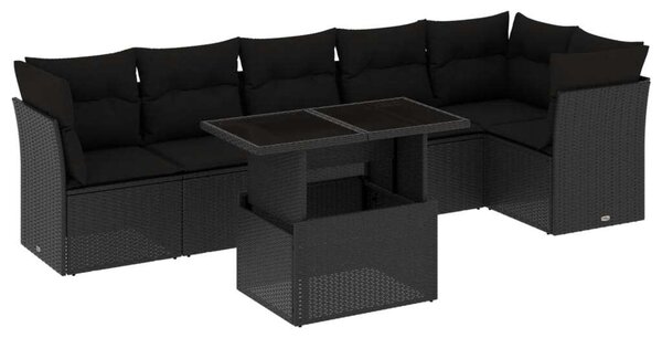 VidaXL 7 részes Polyrattan Kerti Ülőgarnitúra - Fekete