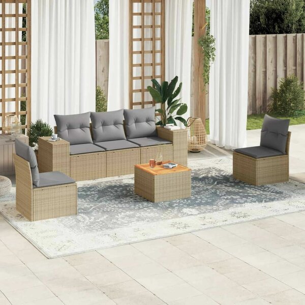 VidaXL Polyrattan Kerti Ülőgarnitúra - 6 részes - Bézs