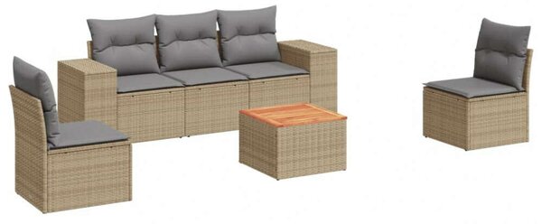 VidaXL Polyrattan Kerti Ülőgarnitúra - 6 részes - Bézs