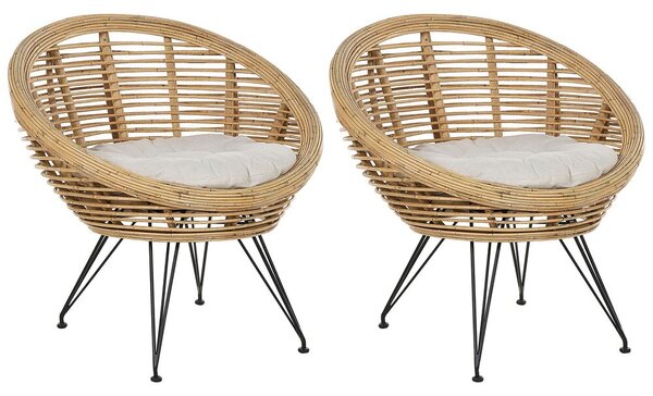 Kétdarabos székszett ülőpárnával MARATEA Rattan Természetes