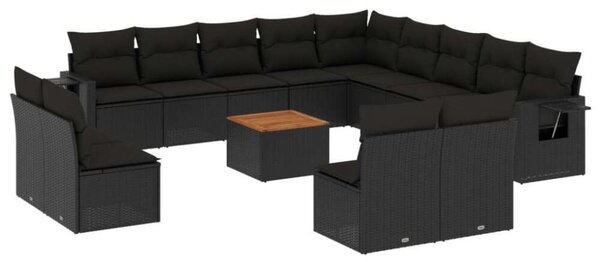 VidaXL Polyrattan Kerti Ülőgarnitúra - 14 részes - Fekete