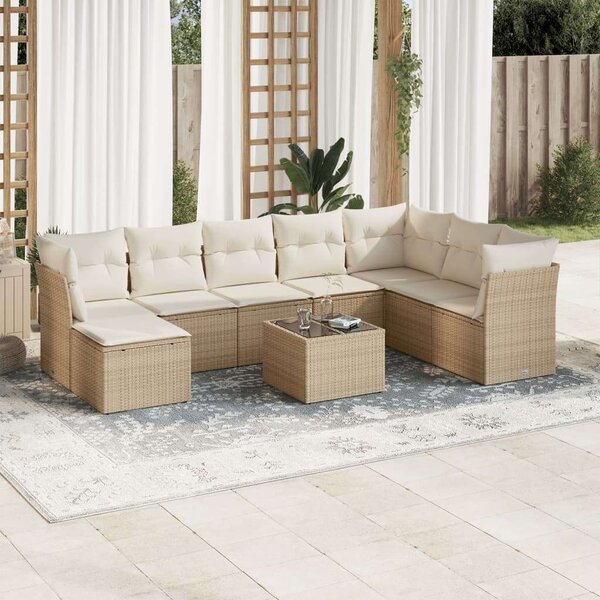 VidaXL Polyrattan Kerti Ülőgarnitúra - 9 részes - Bézs