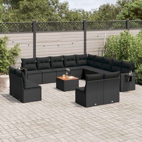 VidaXL Polyrattan Kerti Ülőgarnitúra - 14 részes - Fekete
