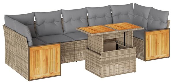VidaXL Polyrattan Kerti Ülőgarnitúra - 8 részes - Bézs