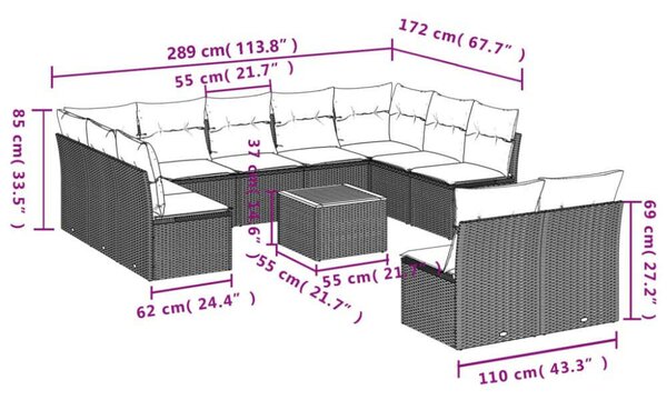 VidaXL Polyrattan Kerti Ülőgarnitúra - Bézs - 12 részes