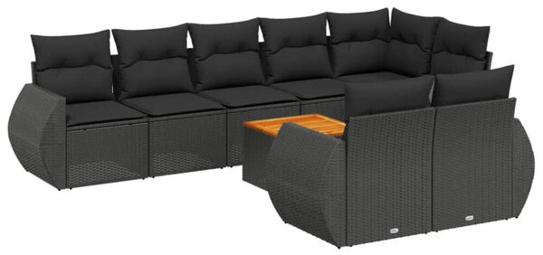 VidaXL Polyrattan Kerti Ülőgarnitúra - 9 részes - Fekete