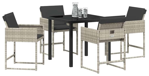 VidaXL Kert étkező szett 5 pcs Világosszürke polirattan