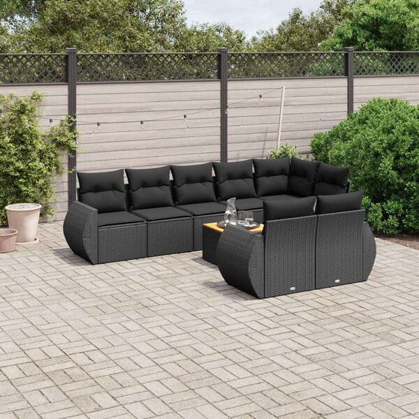 VidaXL Polyrattan Kerti Ülőgarnitúra - 9 részes - Fekete