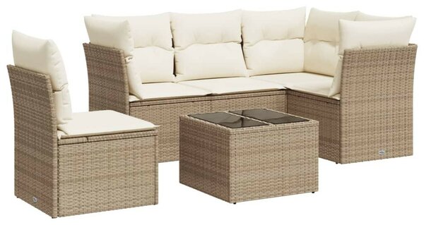 VidaXL Polyrattan Kerti Ülőgarnitúra - 6 részes - Bézs
