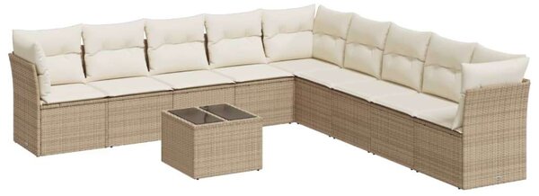 VidaXL Polyrattan Kerti Ülőgarnitúra - 10 részes - Bézs