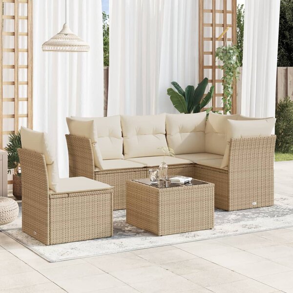VidaXL Polyrattan Kerti Ülőgarnitúra - 6 részes - Bézs