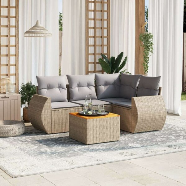 VidaXL Polyrattan Kerti Ülőgarnitúra - 5 részes - Bézs