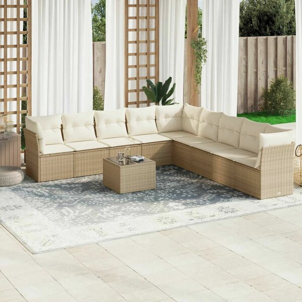 VidaXL Polyrattan Kerti Ülőgarnitúra - 10 részes - Bézs