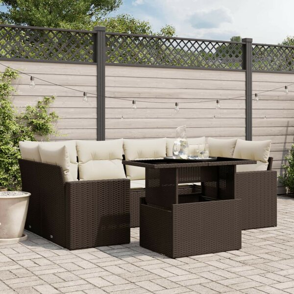VidaXL Polyrattan Kerti Ülőgarnitúra - 7 részes - Barna