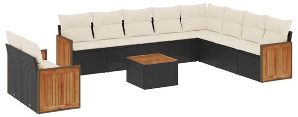 VidaXL Polyrattan Kerti Ülőgarnitúra - 11 részes - Fekete